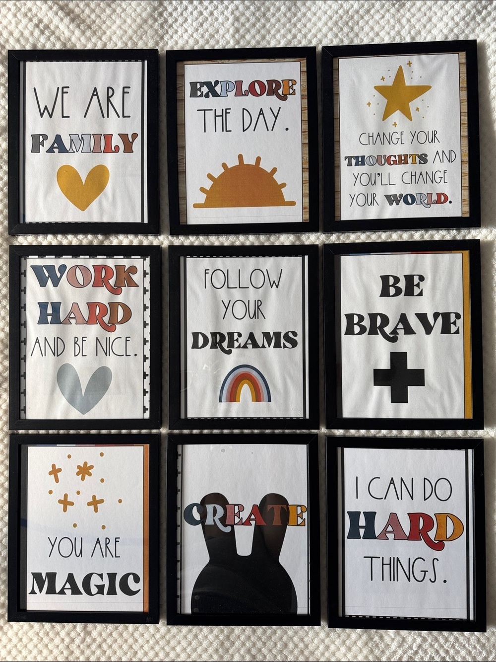 🖼️ Set of 9 Black 8x10 Picture Frames with Affirmations